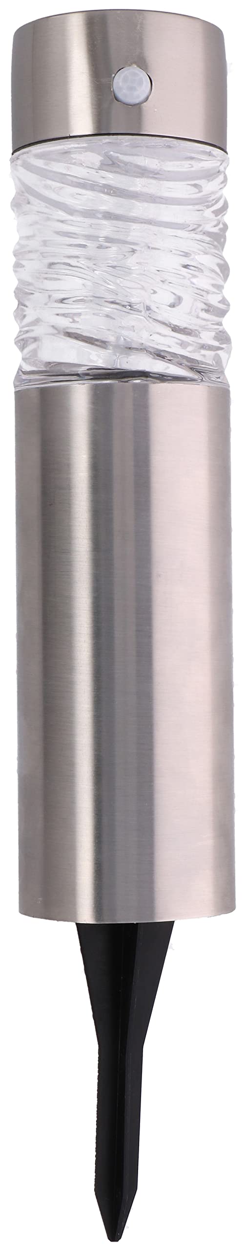 Stainless steel LED solar lamp with earth spike, motion sensor, glass body, H43cm solar lights garden lamp exterior lighting