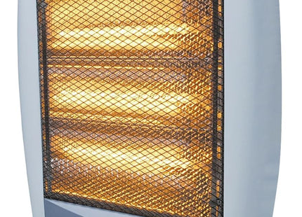 (HomeVibe) 1200w 3 Bar Compact Halogen Heater Oscilating with 3 Bar Heat Settings / 90 Degree Oscillation/Safety Tip-over Switch/Carry Handle / 17p Per Hour - Grey