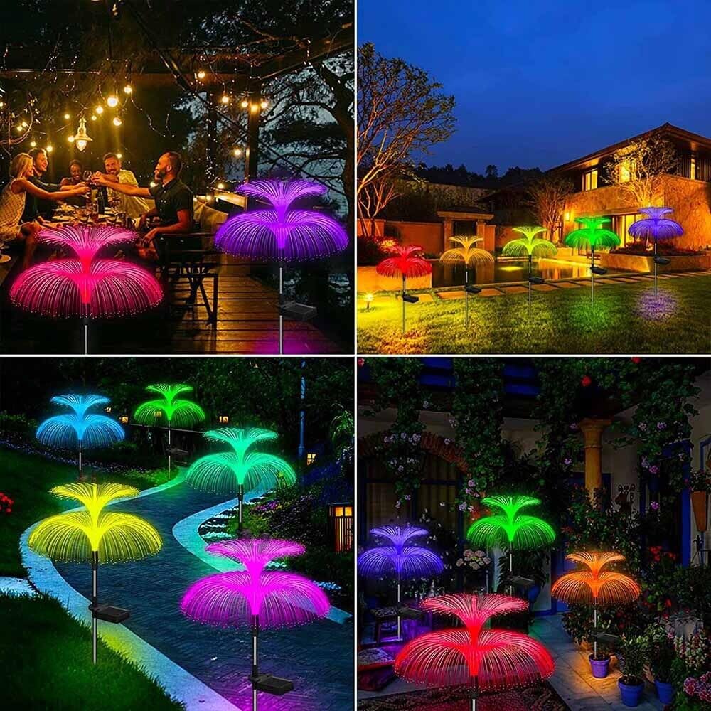 HomeVibe) 2X Solar Power Garden Lights LED 7Colors Changing Jellyfish Stake Lamp Outdoor