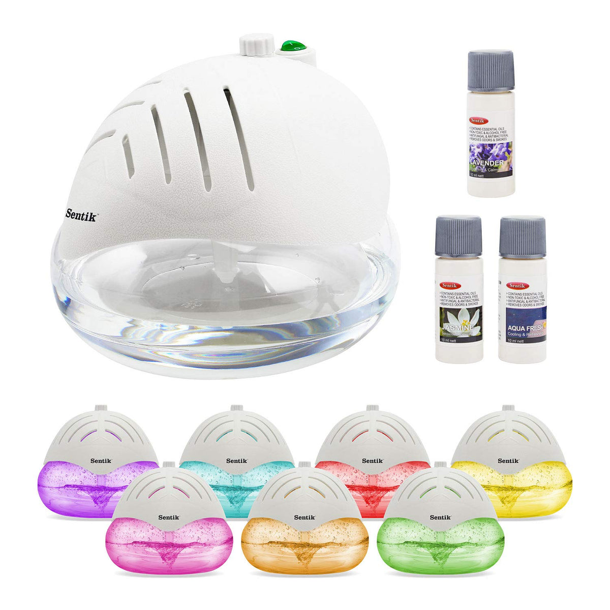 Sentik® Air Purifier and Ioniser with Colour Changing LED Light and 3 Free Fragrances