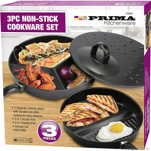 3pc Non Stick Frypan Cookware Set - 3 in 1