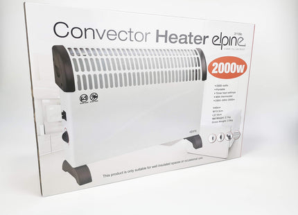 Elpine 2000w Convector Heater Portable Thermostat convection Wall floor electric mains