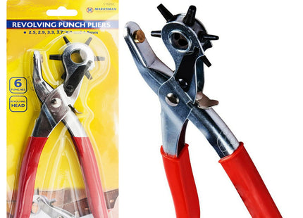 NTI MARKSMAN Revolving Leather Punch Plier Rivet 6 Sizes Heavy Duty DIY Belt EYELET Hole Cut Puncher Rubber Cards PVC Cutter Workshop Tailor Hand Tools UK FREE P&P