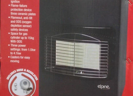 ELPINE portable calor gas heater 4.2 KW butane LPG home heating cabinet fire regulator hose gas heater