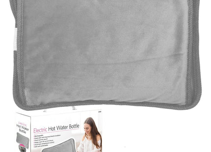 HomeVibe Rechargeable Electric Hot Water Bottle Professional Soft Touch Fleece Cover Bed Hand Warmer Massaging Heat Pad, Grey