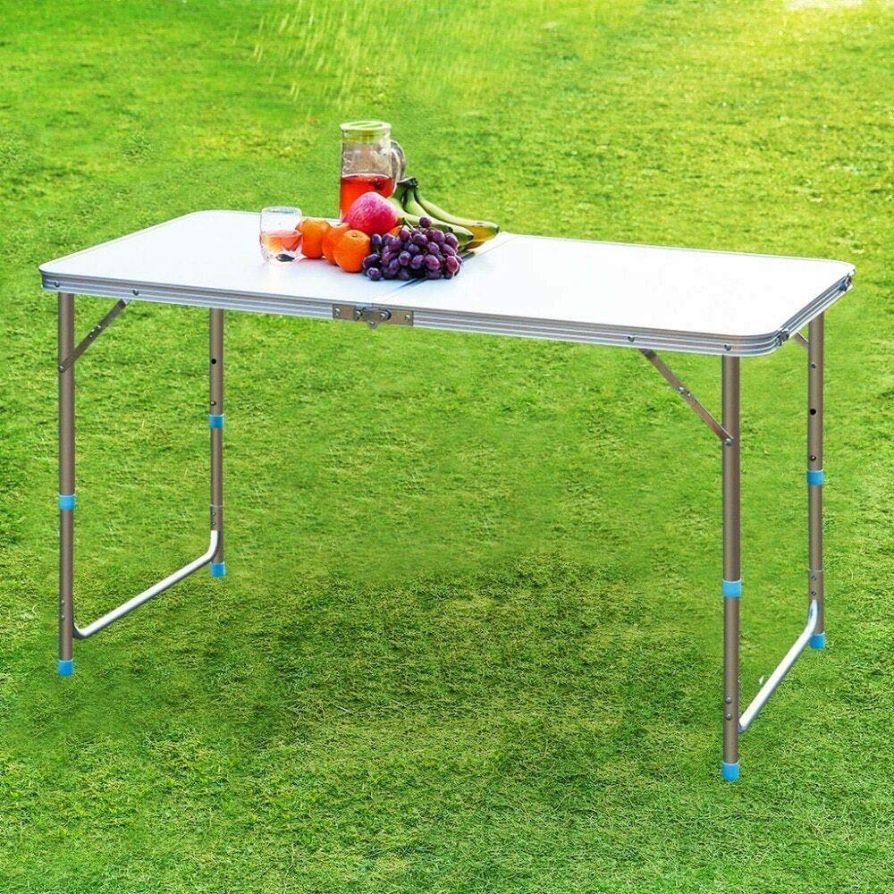 MYGARDEN 4ft Adjustable Aluminium Folding Portable Camping Table Party BBQ Parasol Carry