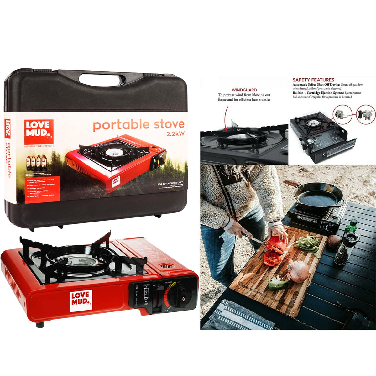 NTI KINGFISHER Portable GAS COOKER Butane Camping Stove FREE Carry Case BBQ Outdoor Kitchen Hiking Single Burner Caravan House Party Boating Fishing Cookware Garden Patio Picnic Cooking Refills UK