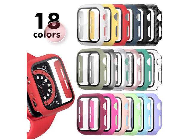 Tempered Glass+Matte Watch Cover  for Apple Watch Case 44mm 40mm 42mm 38mm  Bumper+Screen Protector for Iwatch SE 6 5 4 3 2 1