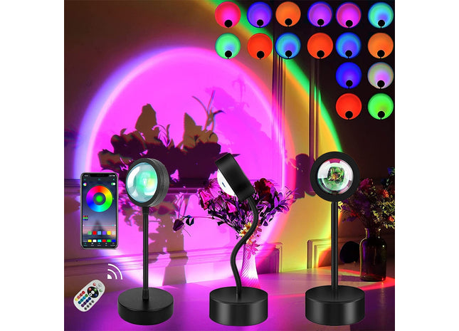 Smart Bluetooth Sunset Projection Lamp Sunset Projector Night Light APP Remote Led Lights for Room Decoration Photography Gifts