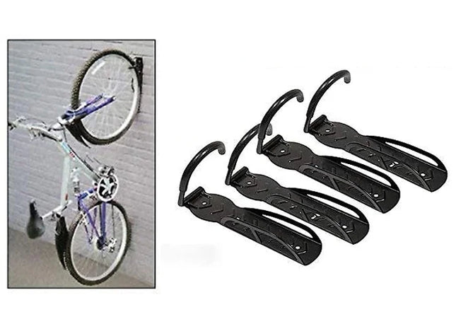 Set of 4 Vertical Bike Storage Wall-Mounted Hooks