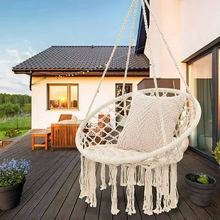 Hanging Hammock Chair Outdoor Indoor Garden Macrame Seat