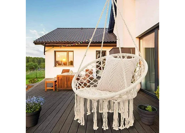Hanging Hammock Chair Outdoor Indoor Garden Macrame Seat