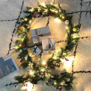 6/9FT Pre Lit Christmas Garland with LED Lights