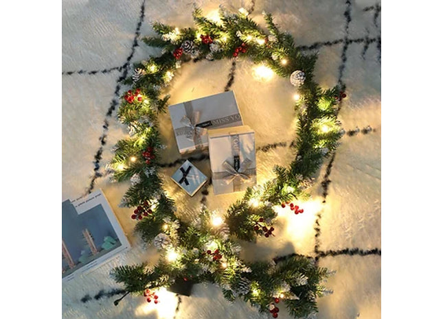 6/9FT Pre Lit Christmas Garland with LED Lights