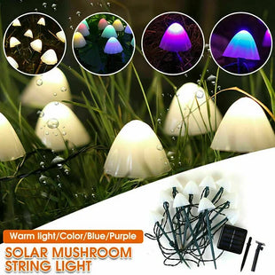 Solar Powered Mushroom String Lights For Garden