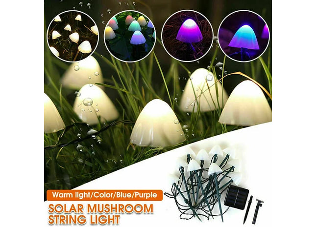 Solar Powered Mushroom String Lights For Garden
