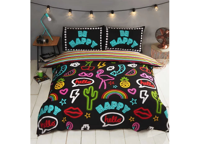 Luxury Be Happy Neon Duvet Set