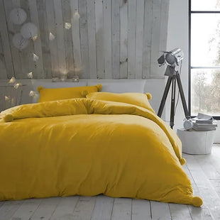 Heather Fleece Pom Pom Duvet Set