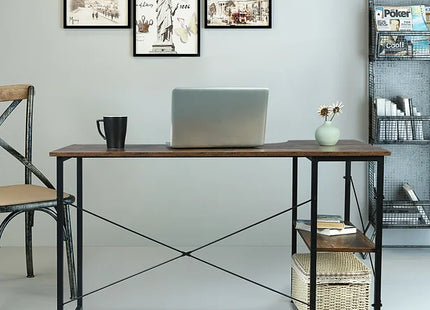 L-shaped PC computer desk with shelves and workstation