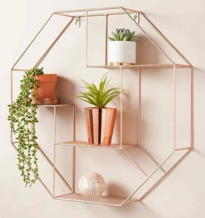 Hexagon Metal Wire Wall Shelf