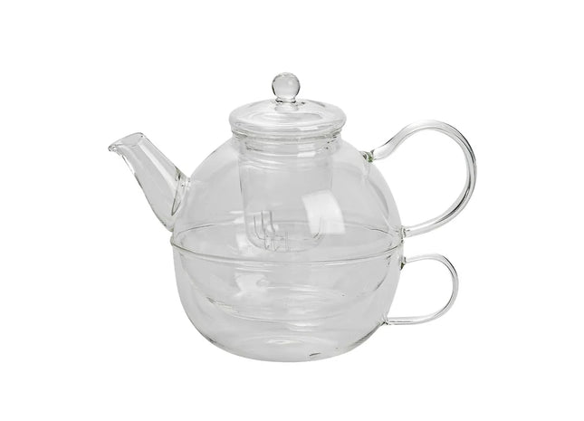 Two In One Glass Tea Teapot Set - 550ml