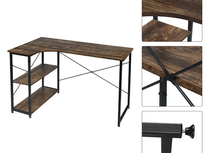 L-shaped PC computer desk with shelves and workstation