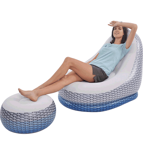 Inflatable Deluxe Lounge Lounger Chair With Ottoman