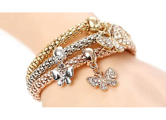 3 Butterfly Charm Bracelets
