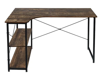 L-shaped PC computer desk with shelves and workstation