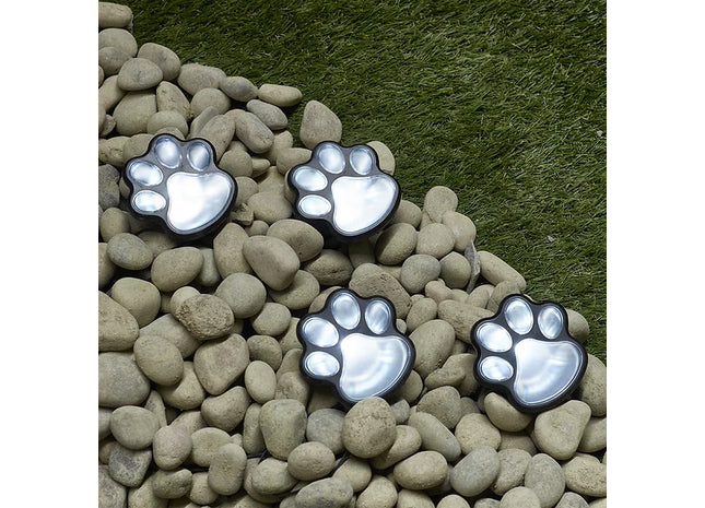 4 LED Solar Paw Lights