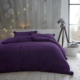 Heather Fleece Pom Pom Duvet Set