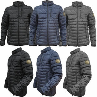 Mens Jackets Zip Up Quilted Lined Bubble Coat