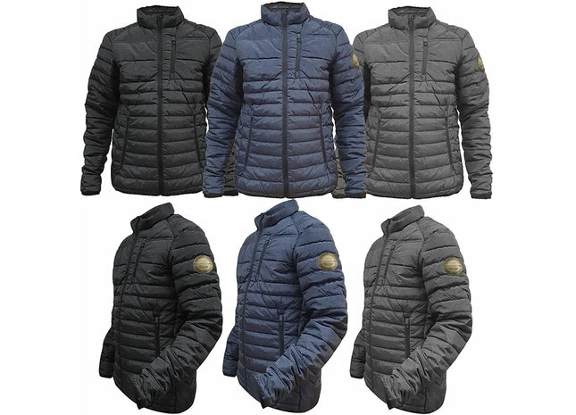 Mens Jackets Zip Up Quilted Lined Bubble Coat