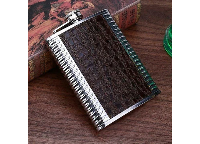 8oz Luxury Leather Stainless Steel Hip Flask