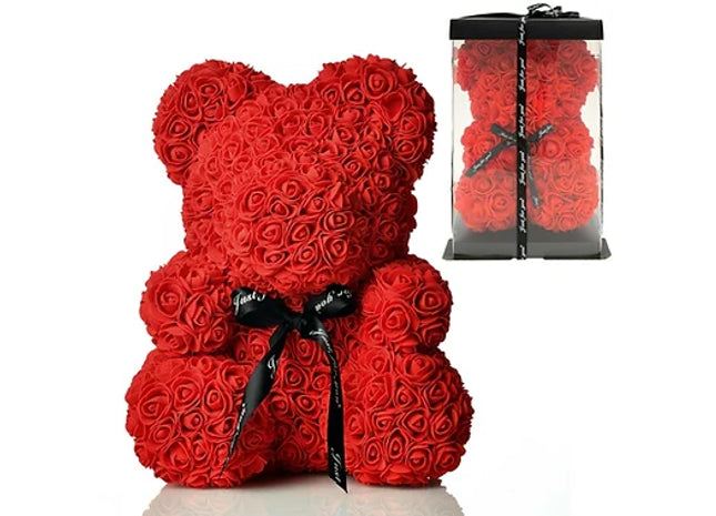 Artificial Rose Teddy Bear Flower with Gift Box