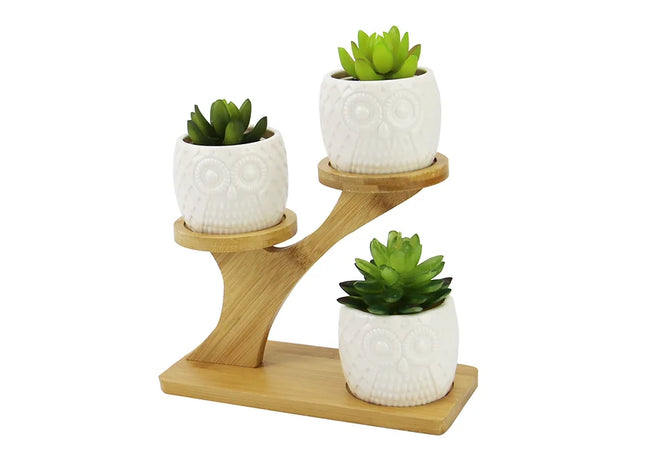 Owl Pots With Stand Ceramic Plant Pot