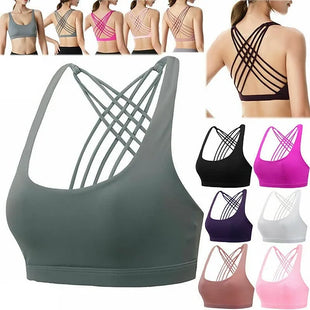 Womens Padded Cross Back Sports Bra