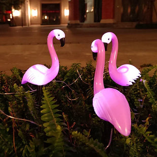 3pc Solar Powered LED Flamingo