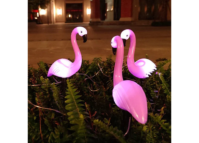 3pc Solar Powered LED Flamingo