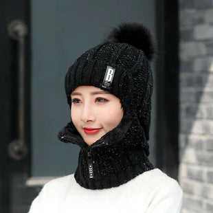 Winter Womens Wooly Thick Knit Hat And Scarf Set