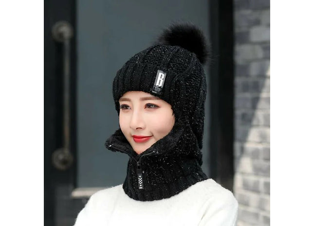 Winter Womens Wooly Thick Knit Hat And Scarf Set