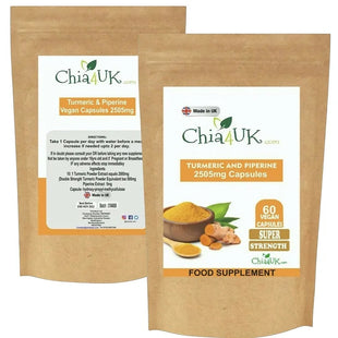 Turmeric and Black Pepper 2500mg High Strength Vegan Capsules