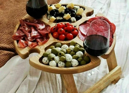 Outdoor Folding Picnic-Table With Holder 2 In 1 Wine holder