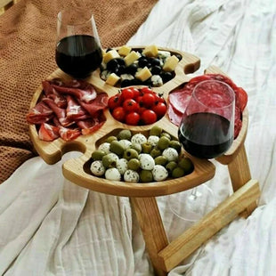 Outdoor Folding Picnic-Table With Holder 2 In 1 Wine holder