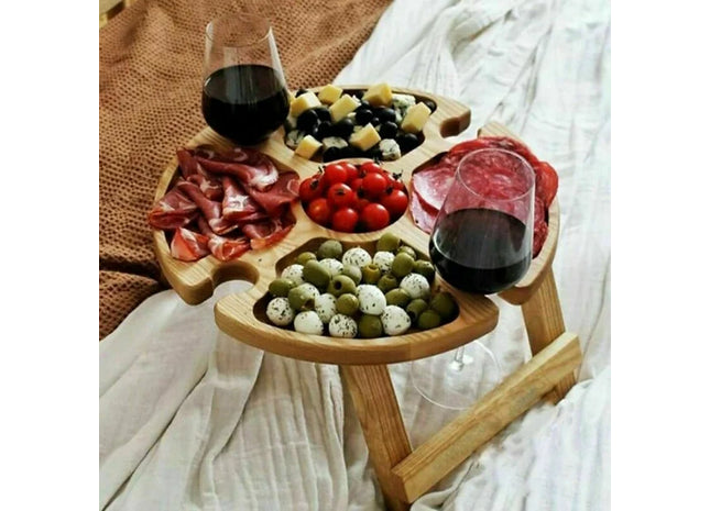 Outdoor Folding Picnic-Table With Holder 2 In 1 Wine holder