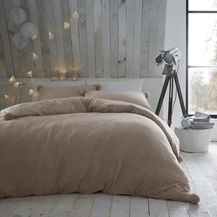 Heather Fleece Pom Pom Duvet Set