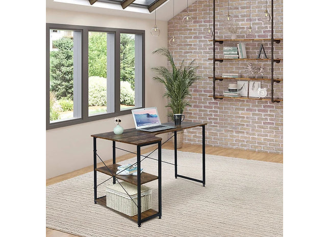 L-shaped PC computer desk with shelves and workstation