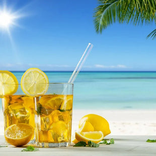 REUSABLE GLASS Drinking Straws with Cleaning BRUSH