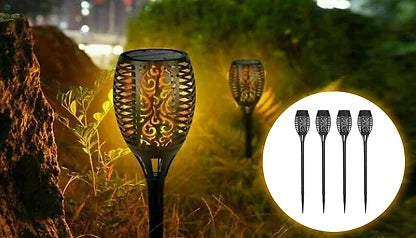 4-Pack Flame Effect Garden Solar Lamps