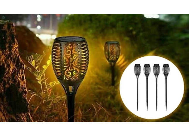 4-Pack Flame Effect Garden Solar Lamps